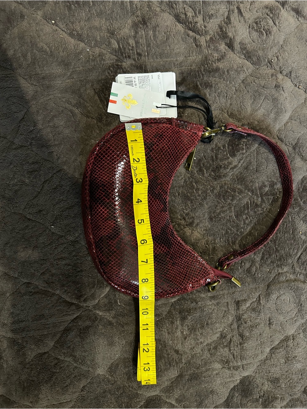 Red Snake-Texture Shoulder Bag - [Marlon ] genuine leather - Picture 7 of 7